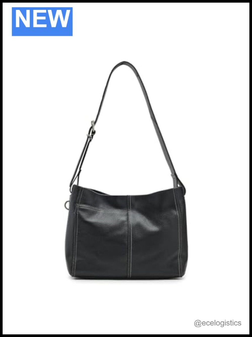 Leather Hobo Shoulder Bag with Magnet Closure and Pockets